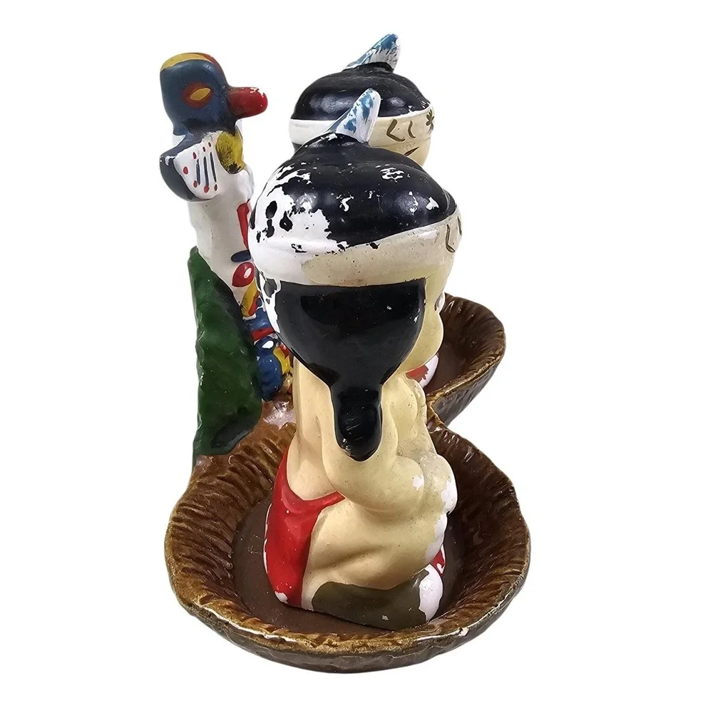 Vintage Japan Ceramic Salt and Pepper Shakers Set with Totem Pole Base Multi